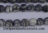 CTJ401 15.5 inches 6mm round matte black water jasper beads