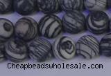 CTJ402 15.5 inches 8mm round matte black water jasper beads