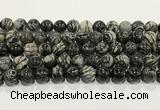 CTJ414 15.5 inches 12mm round black water jasper gemstone beads wholesale