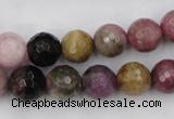 CTO45 15.5 inches 8mm faceted round natural tourmaline beads