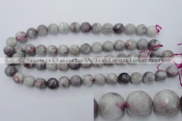 CTO485 15.5 inches 14mm faceted round pink tourmaline gemstone beads