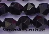 CTO648 15.5 inches 12mm faceted nuggets black tourmaline beads