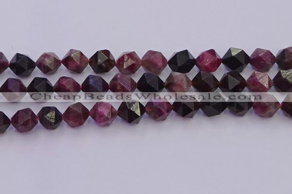 CTO653 15.5 inches 12mm faceted nuggets tourmaline gemstone beads