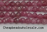 CTO656 15.5 inches 4mm faceted round Chinese tourmaline beads