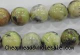 CTP105 15.5 inches 14mm round yellow pine turquoise beads wholesale