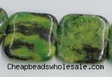 CTP12 15.5 inches 25*25mm square yellow green pine gemstone beads