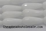 CTR105 15.5 inches 8*20mm faceted teardrop white porcelain beads