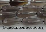 CTR106 15.5 inches 8*20mm faceted teardrop grey agate beads