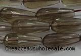 CTR110 15.5 inches 8*20mm faceted teardrop smoky quartz beads