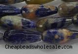 CTR111 15.5 inches 8*20mm faceted teardrop orange sodalite beads