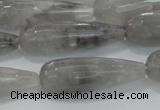 CTR131 15.5 inches 10*30mm faceted teardrop cloudy quartz beads