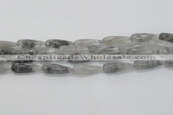 CTR131 15.5 inches 10*30mm faceted teardrop cloudy quartz beads