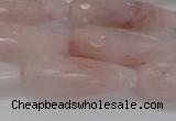 CTR132 15.5 inches 10*30mm faceted teardrop pink quartz beads