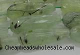 CTR136 15.5 inches 10*30mm faceted teardrop green rutilated quartz beads