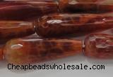 CTR143 15.5 inches 10*30mm faceted teardrop natural fire agate beads