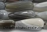 CTR154 15.5 inches 8*20mm faceted teardrop grey Botswana agate beads