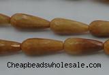 CTR21 15.5 inches 8*20mm faceted teardrop yellow jade beads