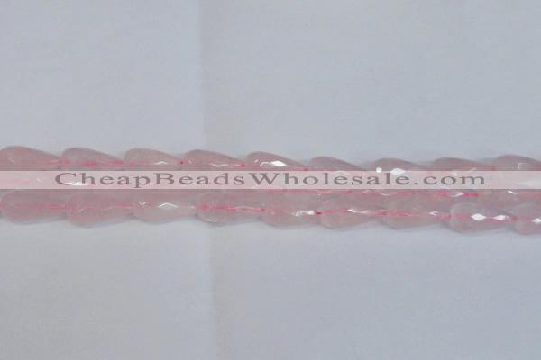 CTR301 15.5 inches 12*25mm faceted teardrop rose quartz beads