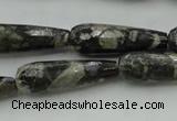 CTR37 15.5 inches 10*30mm faceted teardrop grey opal gemstone beads