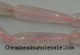 CTR40 15.5 inches 10*40mm faceted teardrop rose quartz beads