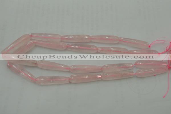 CTR40 15.5 inches 10*40mm faceted teardrop rose quartz beads