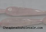 CTR41 15.5 inches 10*40mm faceted teardrop rose quartz beads