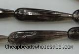 CTR42 15.5 inches 10*40mm faceted teardrop smoky quartz beads