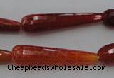 CTR46 15.5 inches 10*40mm faceted teardrop natural fire agate beads