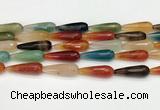 CTR463 15.5 inches 10*30mm faceted teardrop agate beads wholesale