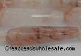 CTR57 15.5 inches 10*40mm faceted teardrop pink quartz beads