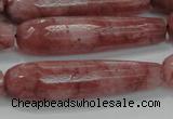 CTR58 15.5 inches 10*40mm faceted teardrop strawberry quartz beads