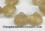 CTR615 Top drilled 10*10mm faceted briolette yellow watermelon beads