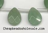 CTR666 Top drilled 10*14mm faceted briolette green aventurine beads