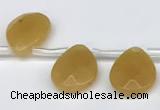 CTR694 Top drilled 12*16mm faceted briolette yellow aventurine beads