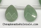 CTR696 Top drilled 12*16mm faceted briolette green aventurine beads