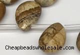 CTR699 Top drilled 12*16mm faceted briolette picture jasper beads