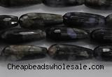 CTR78 15.5 inches 6*16mm faceted teardrop grey opal gemstone beads