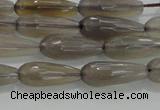 CTR79 15.5 inches 6*16mm faceted teardrop grey agate beads