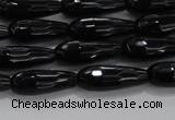 CTR82 15.5 inches 6*16mm faceted teardrop black agate beads