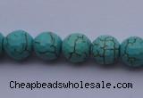 CTU12 15.5 inches 8mm faceted round blue turquoise beads Wholesale