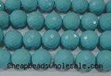 CTU1221 15.5 inches 6mm faceted round synthetic turquoise beads