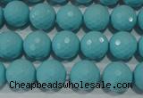 CTU1222 15.5 inches 8mm faceted round synthetic turquoise beads