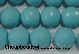 CTU1224 15.5 inches 12mm faceted round synthetic turquoise beads