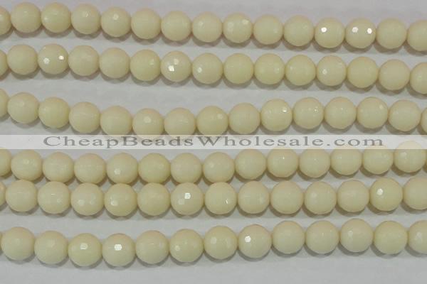 CTU1448 15.5 inches 18mm faceted round synthetic turquoise beads