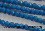 CTU1630 15.5 inches 4mm faceted round synthetic turquoise beads