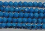 CTU1631 15.5 inches 6mm faceted round synthetic turquoise beads