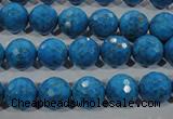 CTU1634 15.5 inches 12mm faceted round synthetic turquoise beads