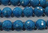 CTU1636 15.5 inches 16mm faceted round synthetic turquoise beads