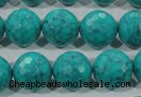 CTU1687 15.5 inches 16mm faceted round synthetic turquoise beads