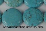 CTU1888 15.5 inches 25mm flat round imitation turquoise beads